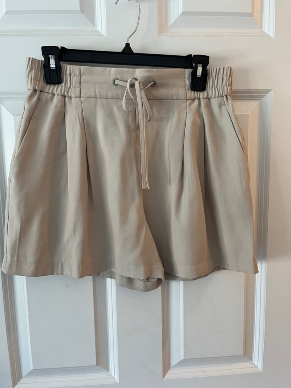 Light Beige High-Waist Shorts